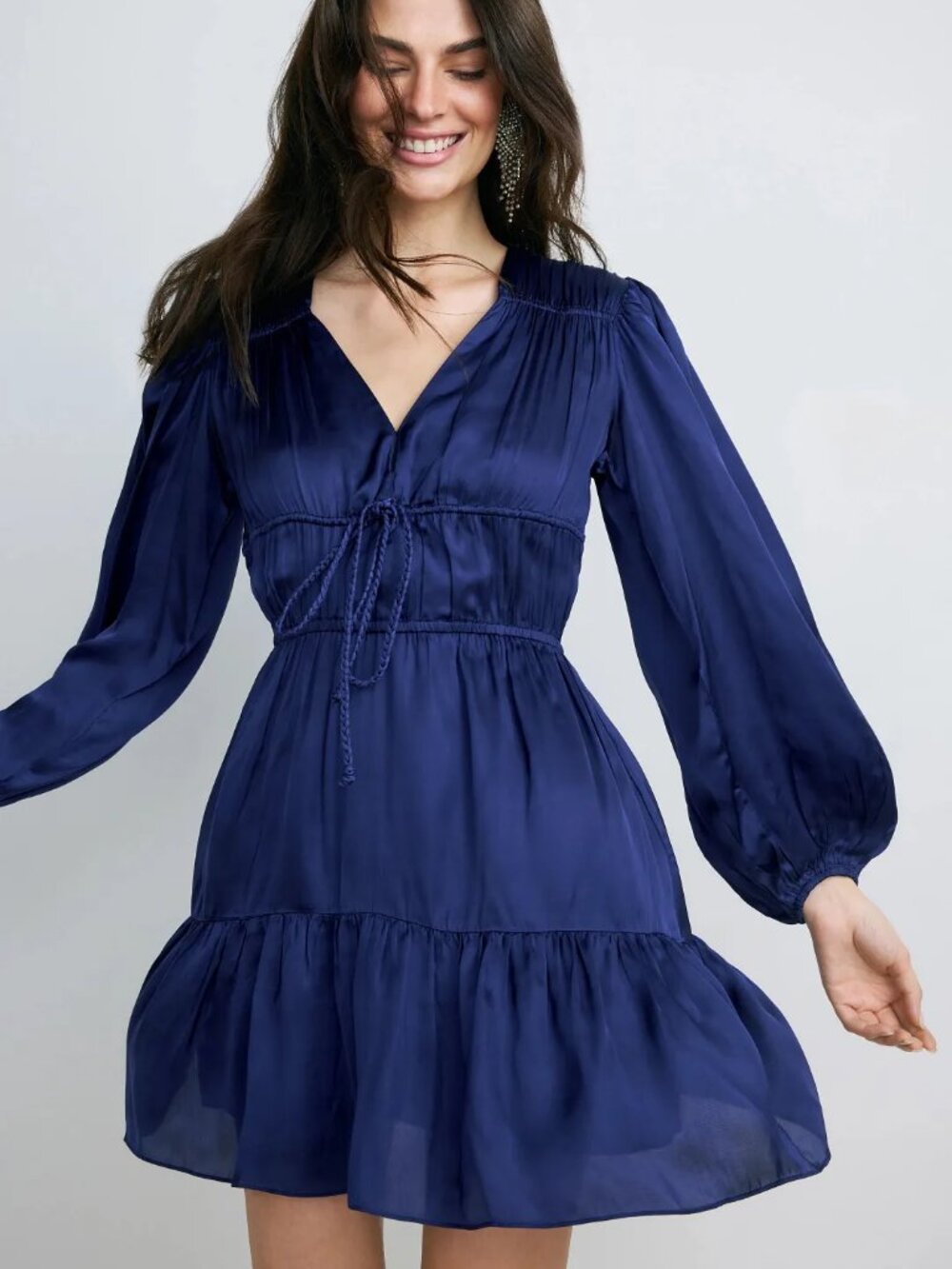 MAJE - Satin mini dress - Navy blue Size 40 - perfect for day dress